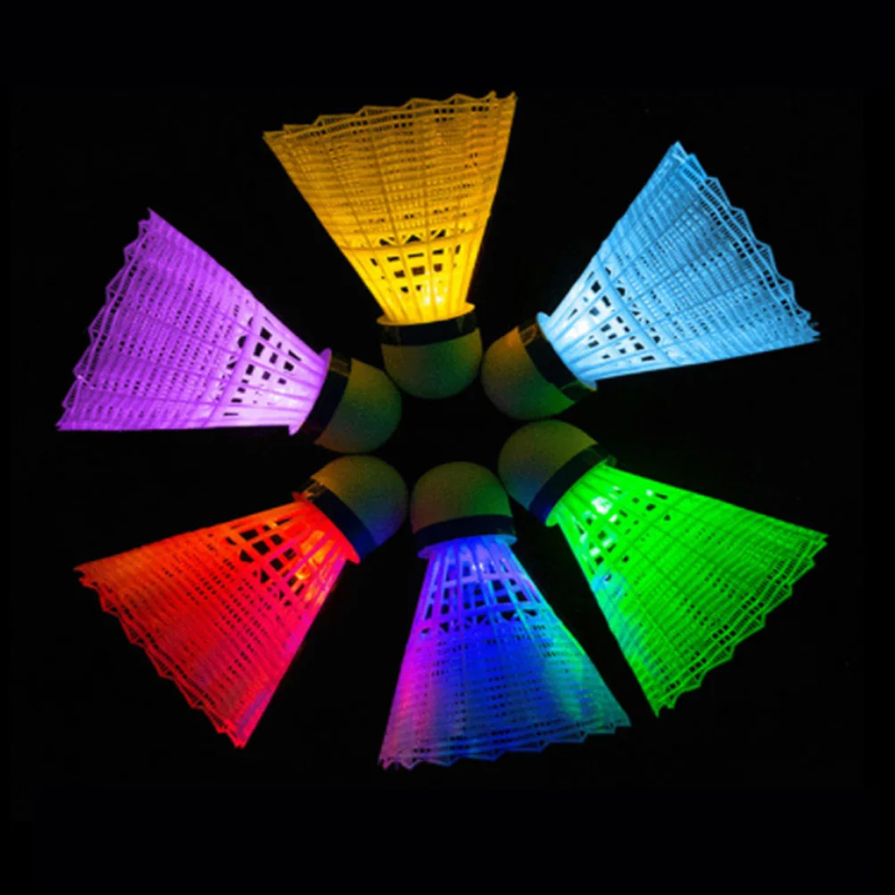 

6Pcs/lot Outdoor Supplies LED Badminton Luminous Shuttlecocks Exercise Badminton Sports Feather Training Badminton Ball White