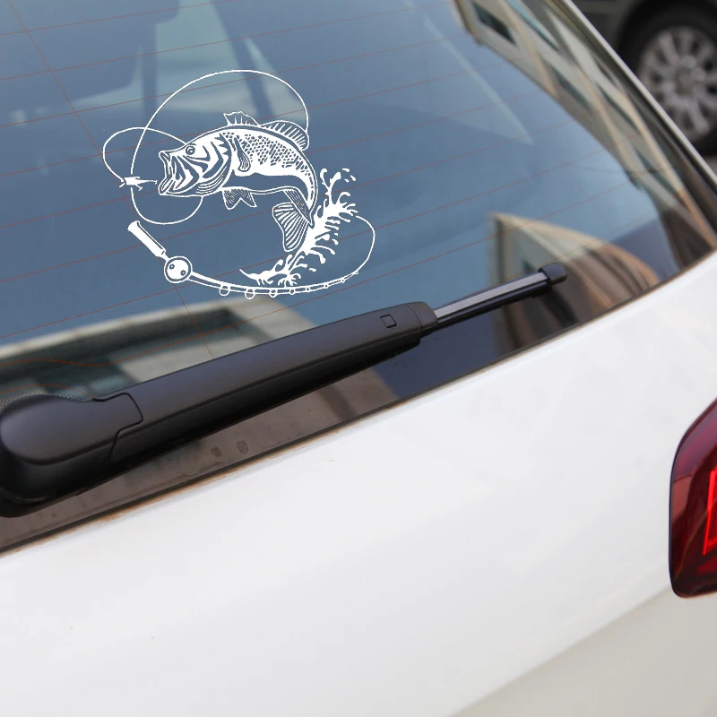 

Volkrays Creative Car Sticker Fishing Silhouette Accessories Reflective Waterproof Sunscreen Vinyl Decal Black/Silver,16cm*16cm