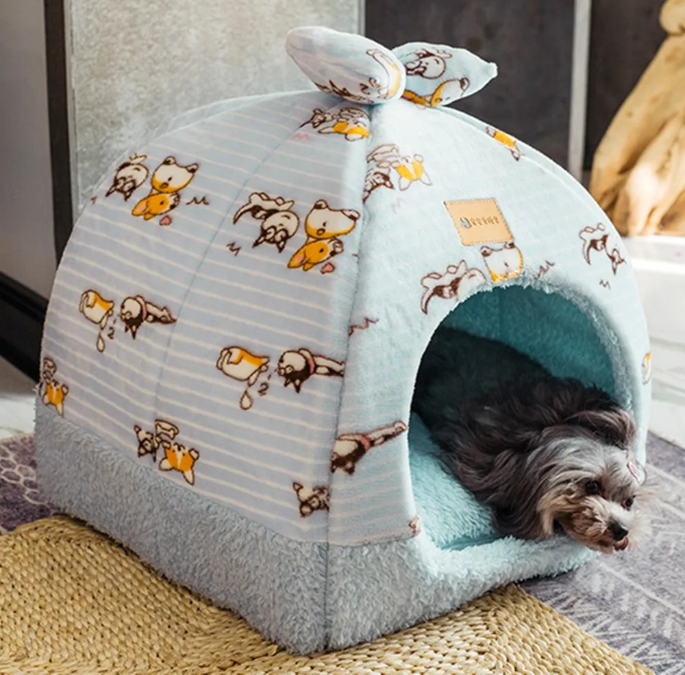 

Dog Bed House Kennel Winter Warm House-Type Small Dog Teddy Closed Cat Kennel Removable and Washable All Seasons Pet Supplies
