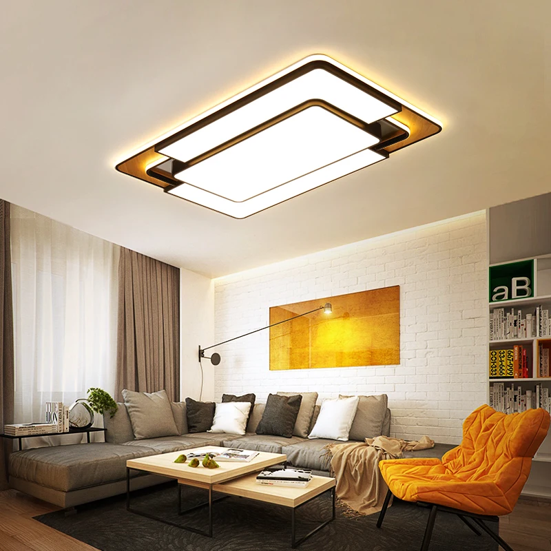 Черная квадратная/прямоугольная современная светодиодная люстра лампа для