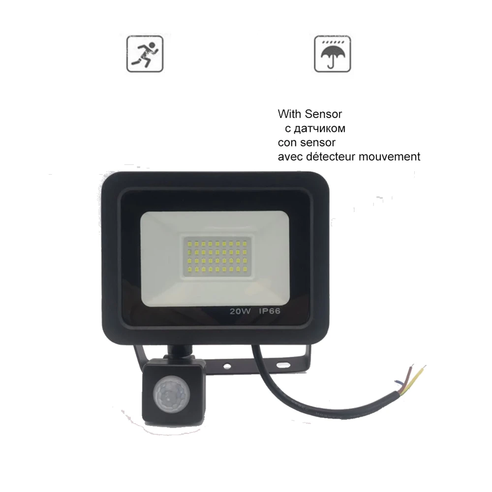 

FloodLight Spotlight Exterior Street wall reflector LED Lamp PIR Motion Sensor Garden light Rechargeable Waterproof Emergency Se