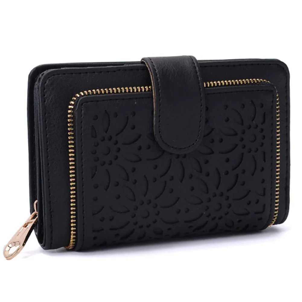 

Women PVC Short Wallet Hollow Purse Multi Card Holder Small Organizer New