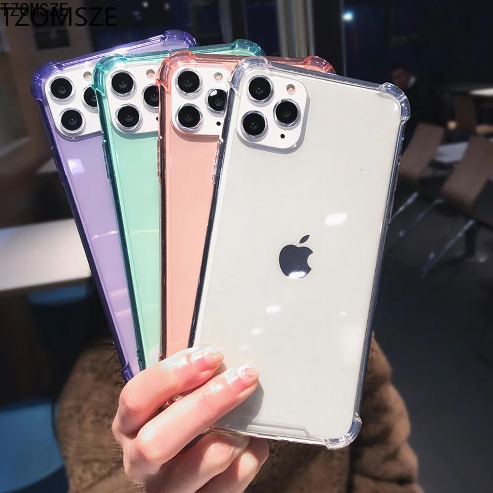 Чехол для iPhone 13 12 mini 11 Pro Max XR XS 6S 7 8 Plus прозрачный противоударный силиконовый