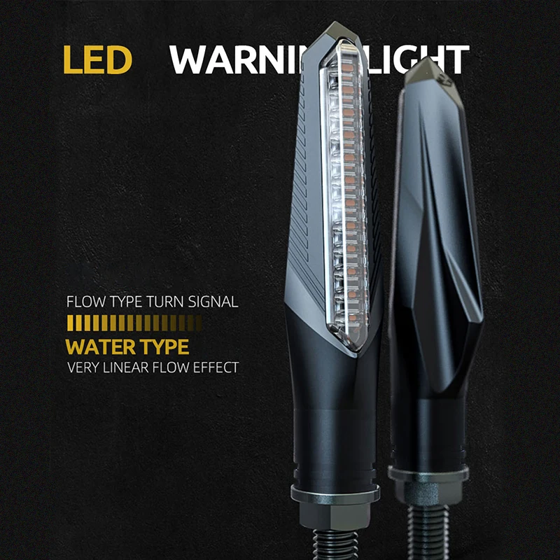 Универсальные потоковые Светодиодные поворотники для мотоцикла желтая лампа со
