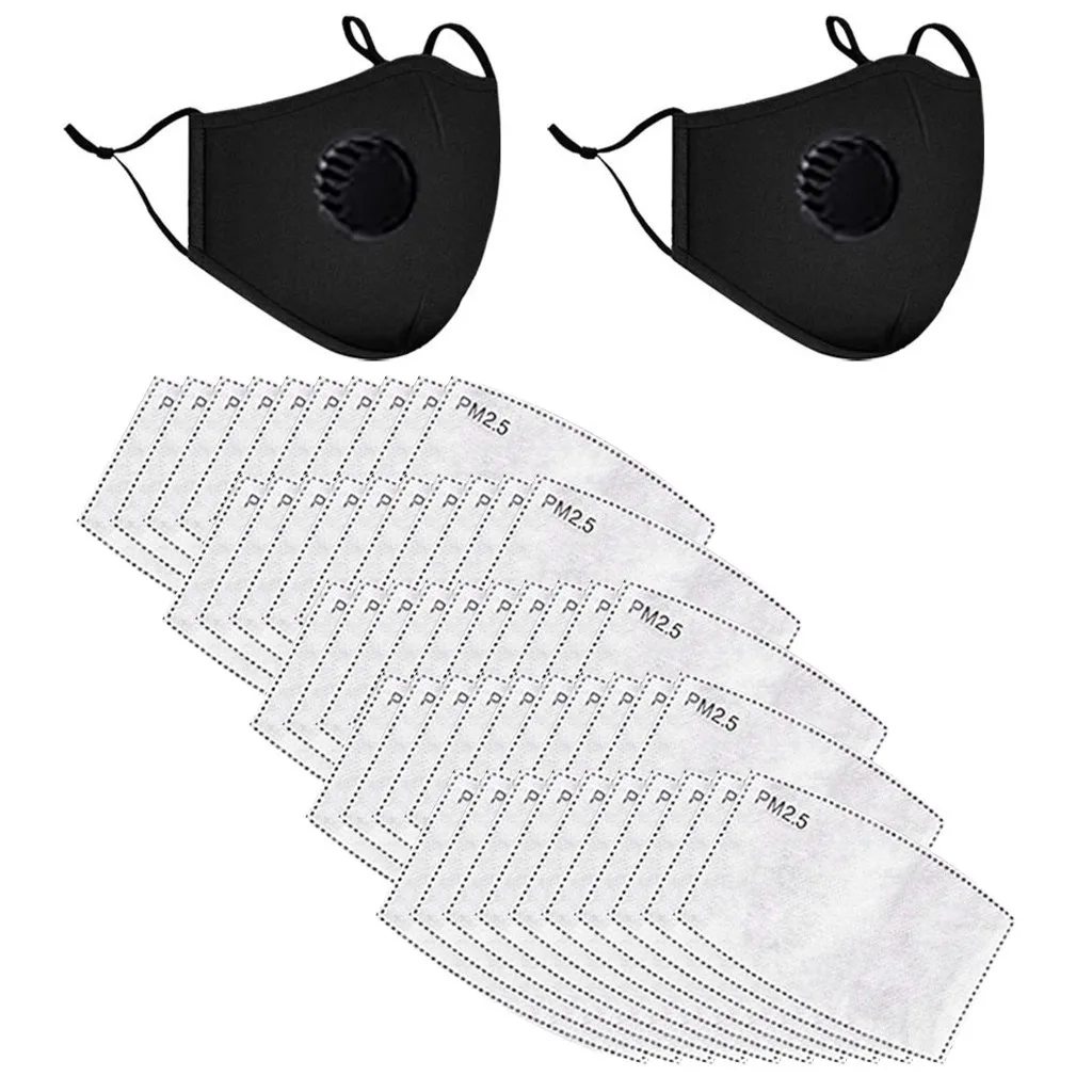 Facemask 2 шт с клапаном маска моющаяся Pm2.5 подходит для женщин и мужчин Mascarillas Masque