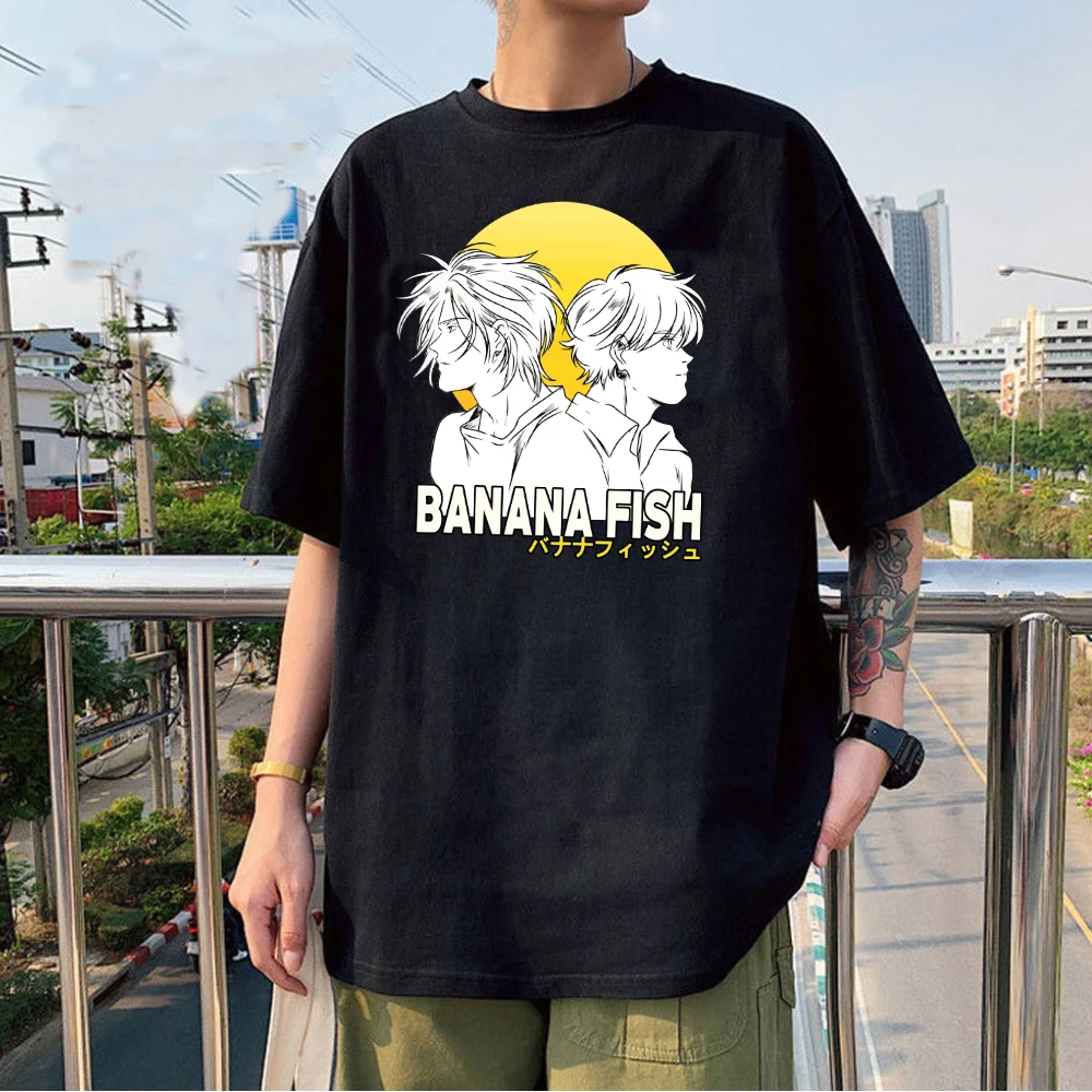 

2021 Banana Fish Anime Harajuku Fashion O-neck Short Sleeves Unisex T-shirt Autumn