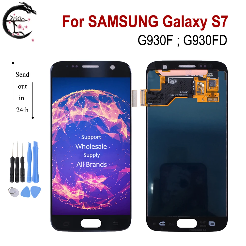 AMOLED G930F дисплей с рамкой для SAMSUNG Galaxy S7 LCD G930 G930FD сенсорный экран дигитайзер в сборе