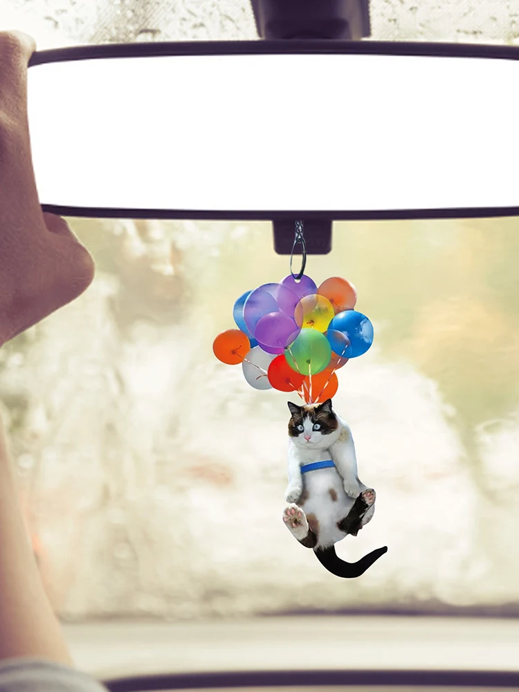 

Кота автомобильное подвесное украшение с фотофоны с изображением цветных воздушных творческая Автомобильная подвеска интерьер автомобил...