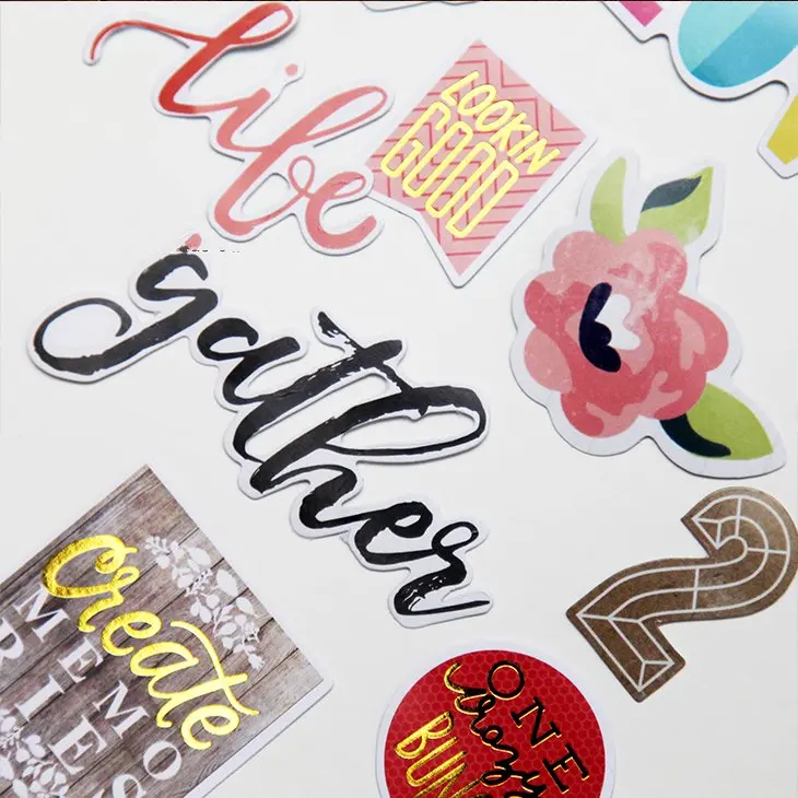 

70Pcs/Pack Love Words Bow Flower Foil Gold Die Cut Paper Stickers for DIY Scrapbooking/Photo Album Decoration Card Making Crafts