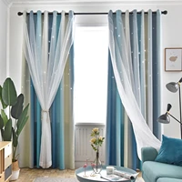 gradient blackout curtains for living room bedroom starry sky curtains children home decoration window blue curtain no tulle