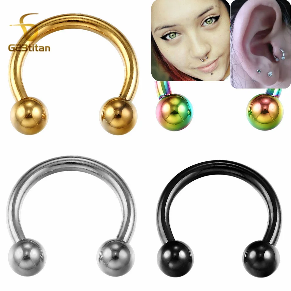 

6-12mm 16G Septum Rings F136 Titanium Horseshoe Hoop Ear Tragus Helix Lobe Earring Nipple Piercing Body Jewelry Genitals