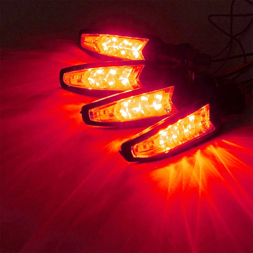 

Motorcycle Turn Signals LED Light Flowing Water Blinker Flashing Indicator Bendable Tail Stop Signal for Honda/Kawasak
