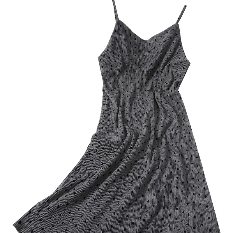 

Женское плиссированное платье в горошек, платье без рукавов на бретельках, модель F144 в Корейском стиле на лето, 2021