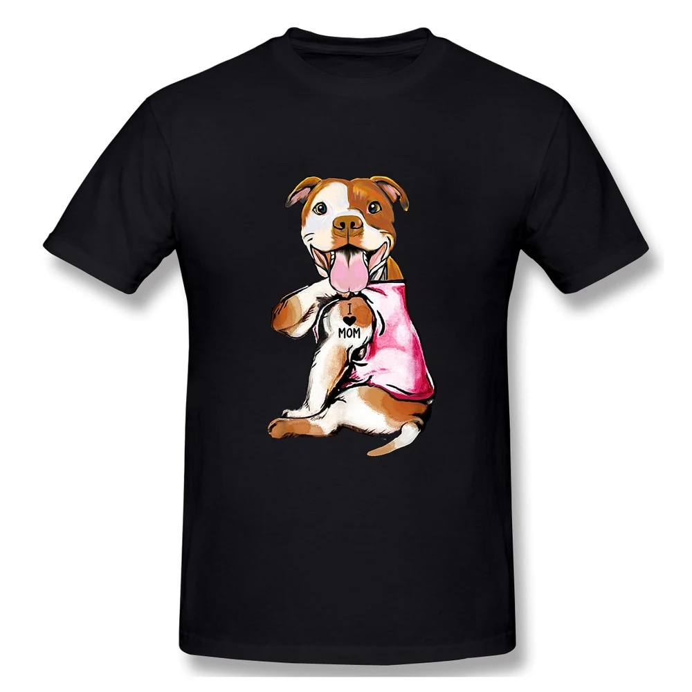 

CLOOCL Pet Dog Bulldog I Love Mom for Dog Lover Black Pure Cotton T-Shirt Fashion Cool Tees Men Woman Casual Short Sleeve Tops