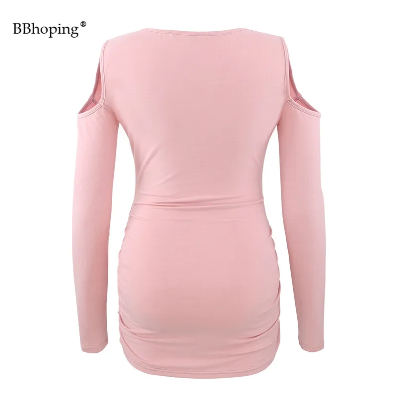 Женские топы для беременных с длинным рукавом Футболка открытыми плечами