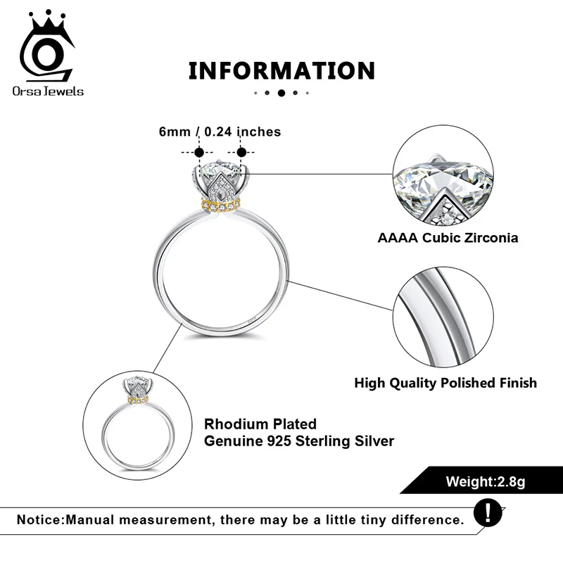 ORSA JEWELS оригинальный дизайн 925 пробы Серебряное кольцо обручальное предложение