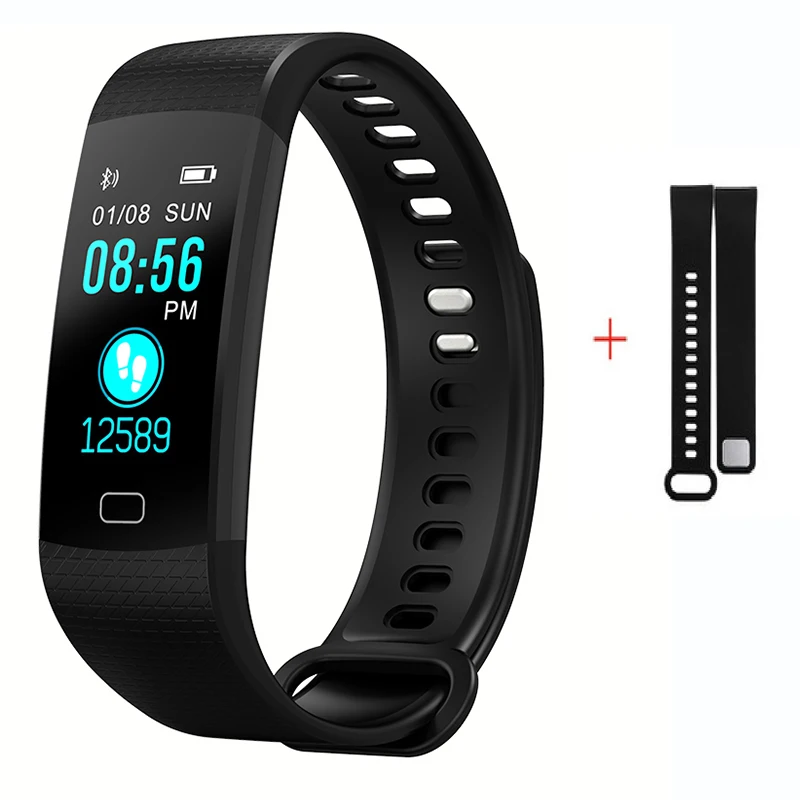 add black strap Imosi Y5 умный Браслет, пульсометр, монитор артериального давления, высокая яркость, цветной экран, умный браслет, браслет, уведомление - Цвет: add black strap