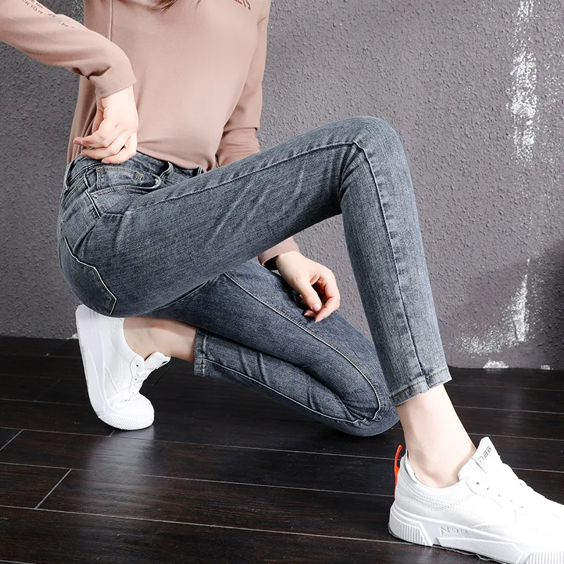 Winter Fleece Warm Thick Plus Velvet Skinny Mom Jeans For Women High waist Slim fit Female Stretch Denim Pencil Pants
