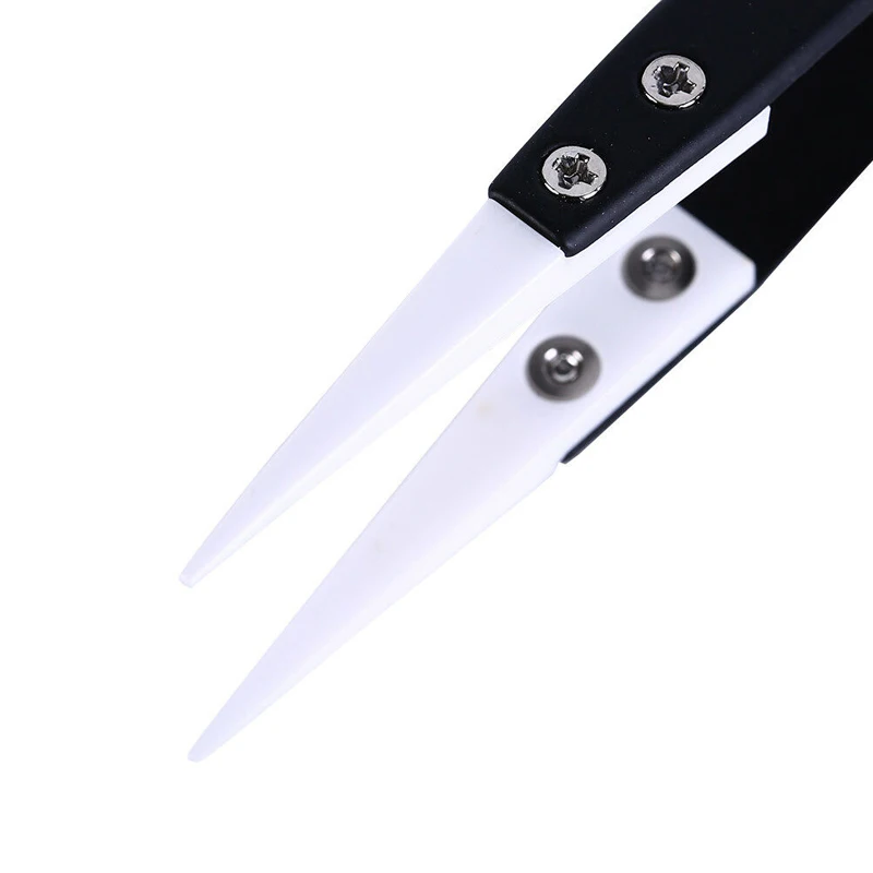 

Straight Aimed Ceramic Tweezers for Electronics Soldering with Stainless Steel Handle Black Tweezers Hand Tool Precision Tweezer