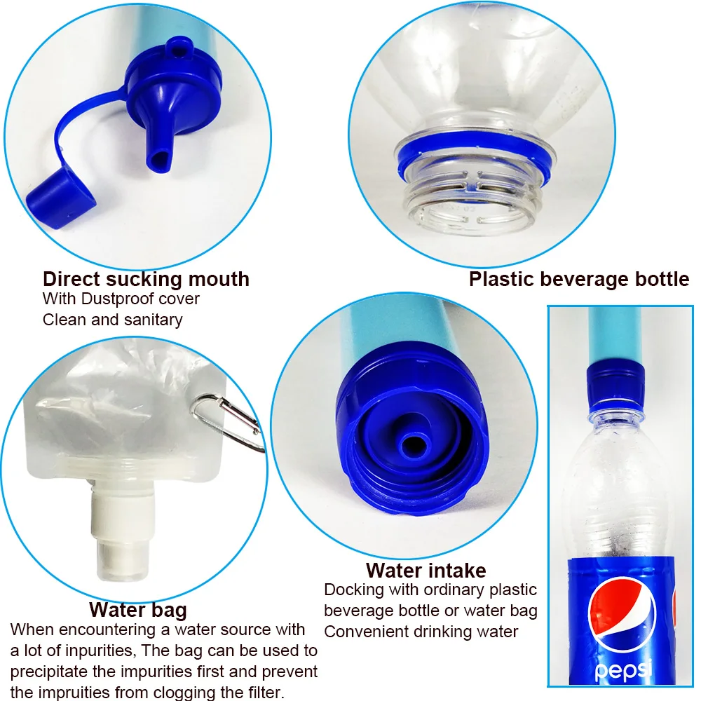 Уличный очиститель воды для кемпинга пешего туризма экстренных ситуаций