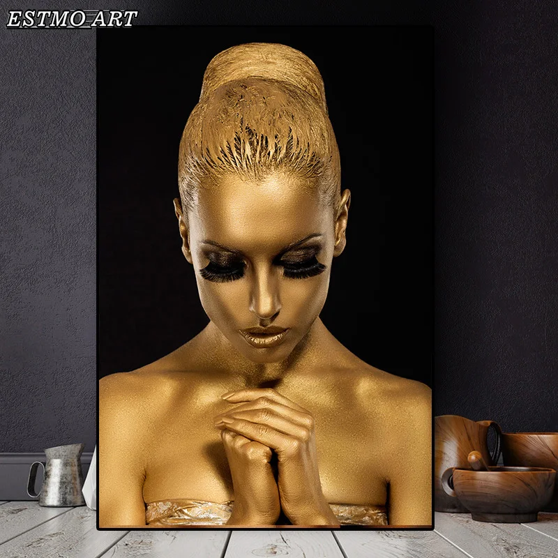 

Wall Pictures for Home Decoration Black Gold Nude African Art Woman Canvas Posters and Prints Scandinavian Cuadros Wall Canvas