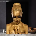 Настенные картины для украшения дома, Черное золото, обнаженное Африканское искусство, женские холщовые постеры и принты, скандинавский настенный холст