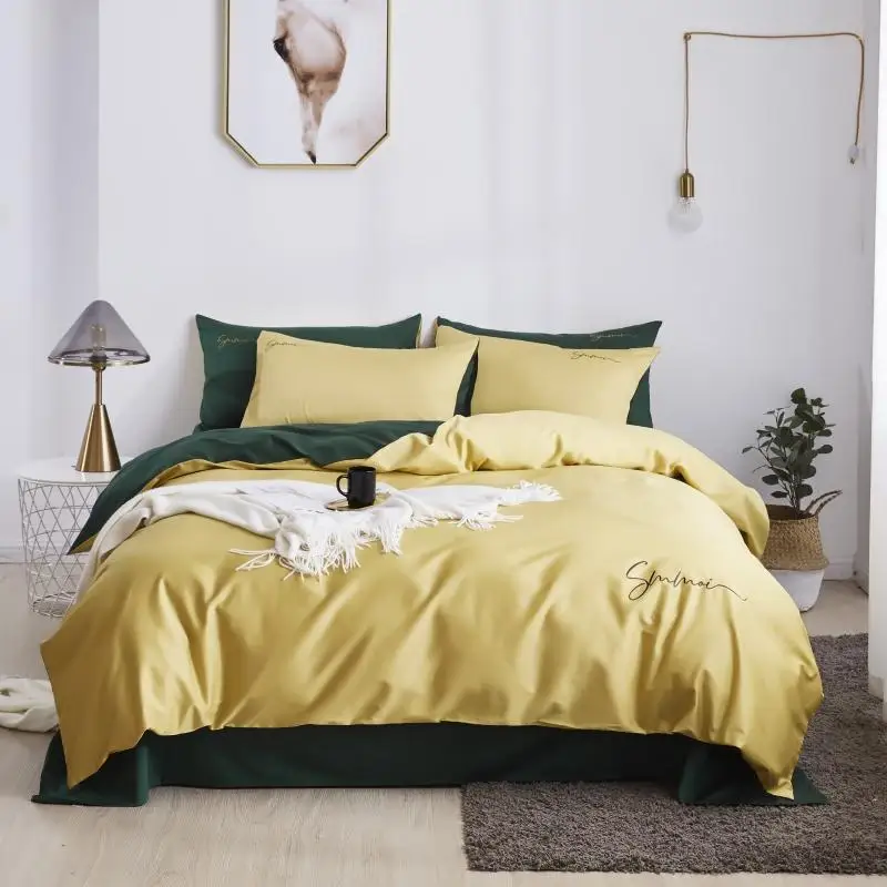 Роскошный фирменный однотонный современный комплект постельного белья атласный