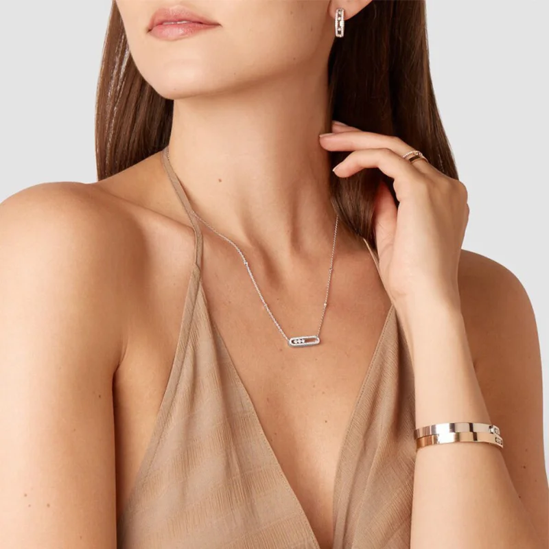 Ожерелье женское из серебра 925 пробы с французским тройным бриллиантом