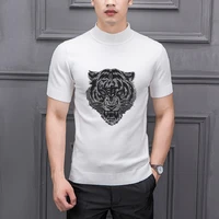 autumn knit warm t shirt trend cashmere tops tiger style custom hot drilling technology mens sweater