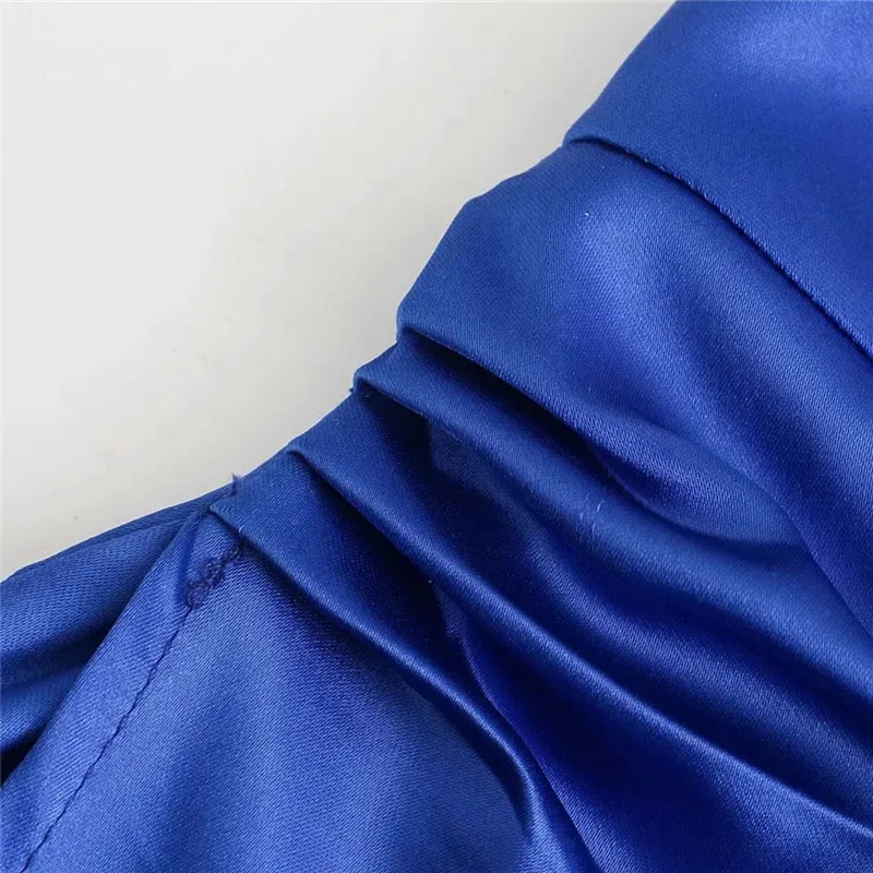 Женское атласное платье-комбинация с рюшами открытой спиной | Женская одежда