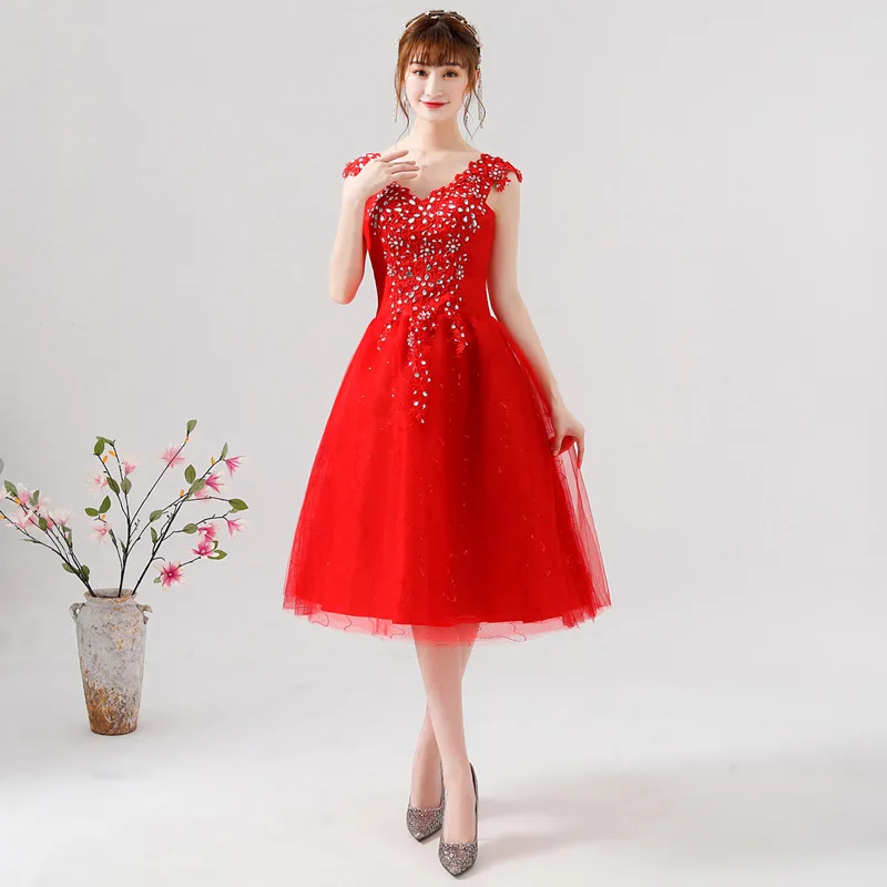 Платье подружки невесты ТРАПЕЦИЕВИДНОЕ ПЛАТЬЕ ПРИНЦЕССЫ без рукавов с v образным