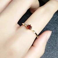simple minimal crystal tiny rings elegant red zirconia stone engagement love thin ring band wedding rings accessories for women