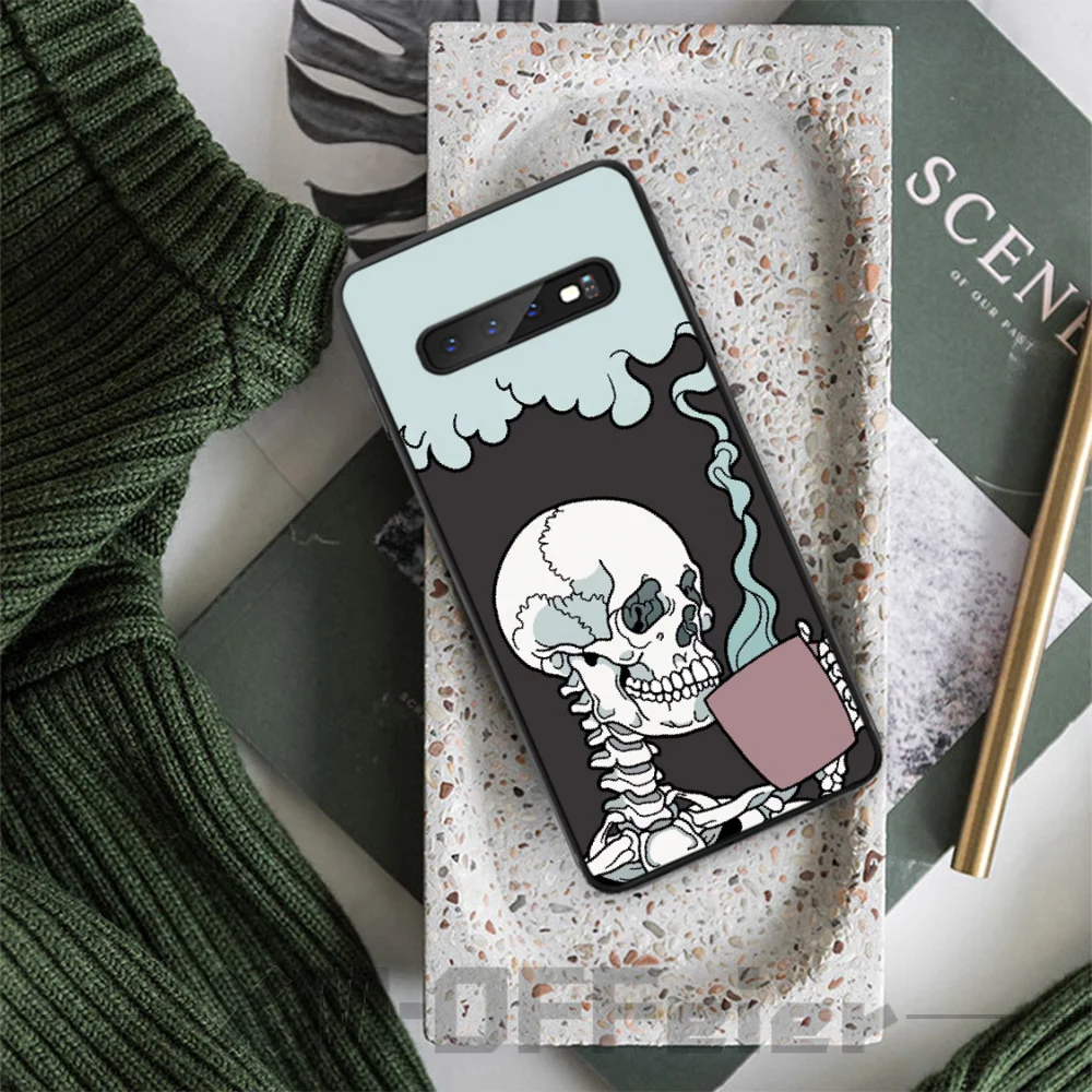 Reayou смешной череп искусство танцы мягкий черный чехол для телефона Samsung S9 plus S5 S6