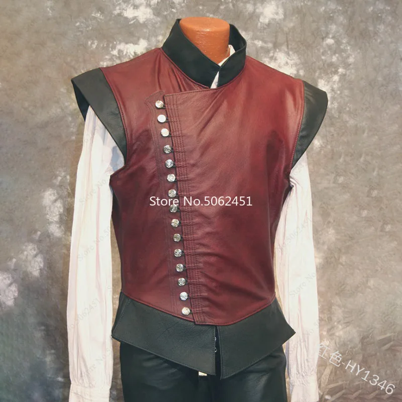 3Color Medieval Men Armor Leather Vest Knight Warrior Armour Roman Archer Coat Housekeeper Sleeveless Tops Party Cosplay Costume - купить по