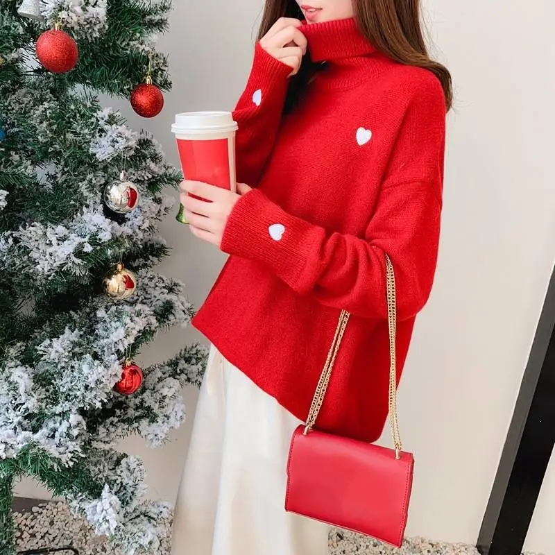 2019 пуловер с высоким воротом женский зимний свитер Корейская повседневная