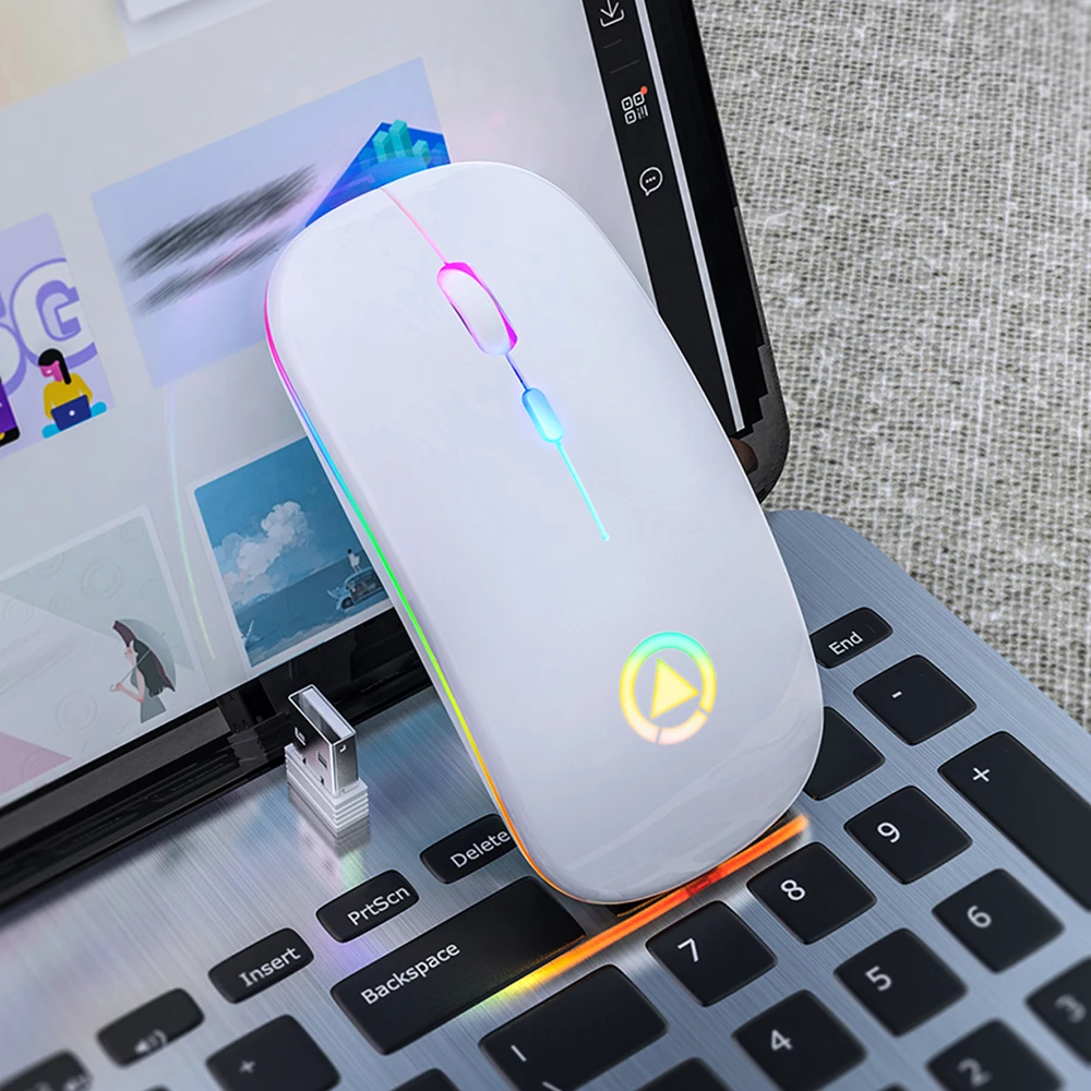 

LED Backlit Rechargeable Wireless Silent Mouse USB Mouse Ergonomic Optical Gaming Mouse Desktop PC Laptop Mouse