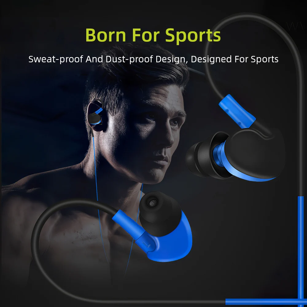 Подвесные спортивные наушники проводные вкладыши сабвуфер сотовый телефон