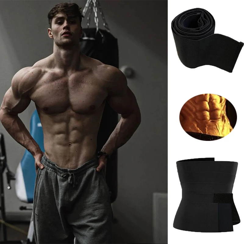 

Men Waist Trainer Corset Belt Sweat Shaper Slimming Body Products Unisex Tummy Wrap Bodysuit Adjustable For All Figure Workout