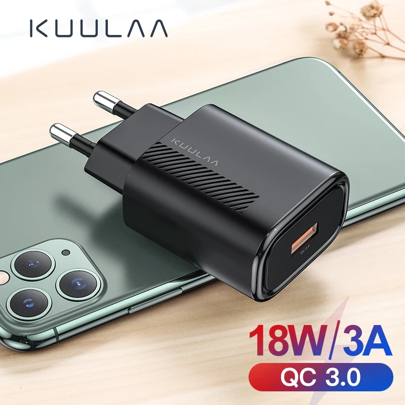 

Kuulaa PD 18W Fast Wall Chargers EU/US Plug USB Charger Quik Charge 3.0 Mobile Phone Charger For IPhone 12 11 Samsung Xiaomi 11