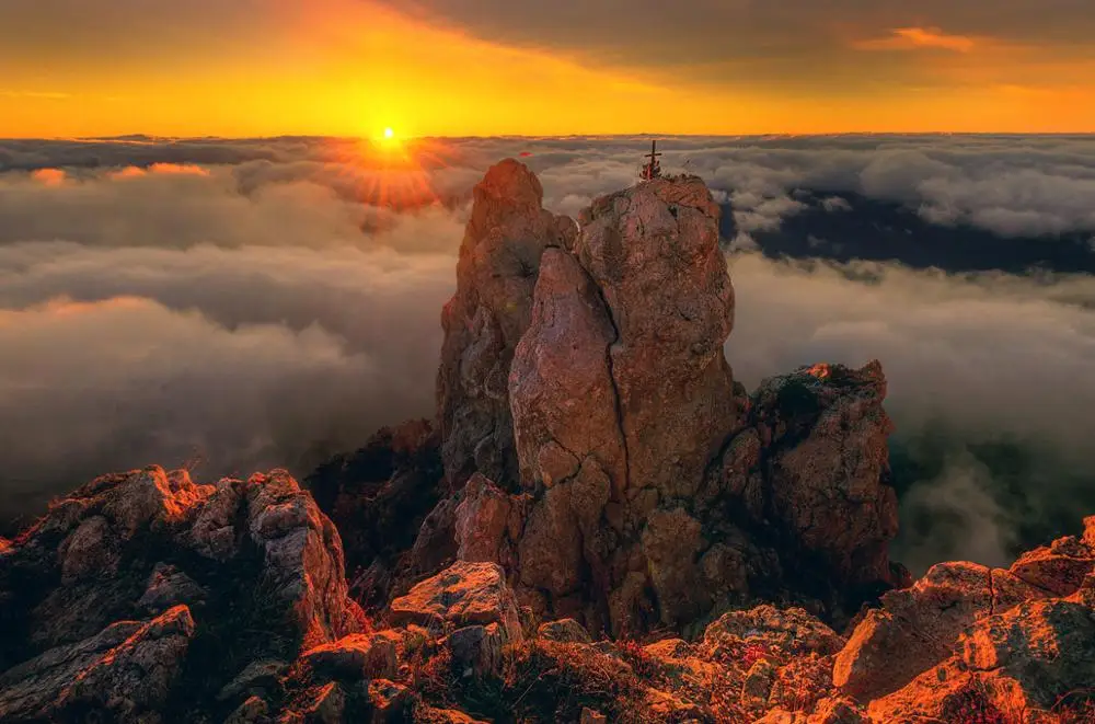 Крым наш ИИ Петри удивительный природный ландшафт закат rock PP390 тканевый постер с