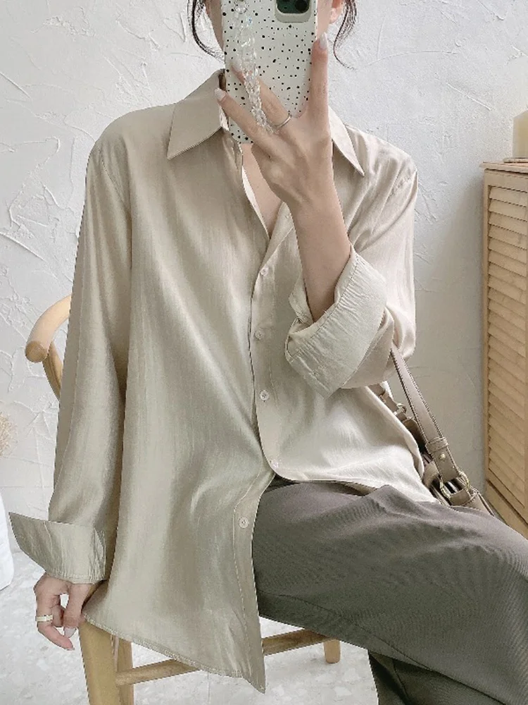 

Свободная рубашка средней длины с длинным рукавом женский дизайн Шикарный топ 2021 новая Корейская рубашка