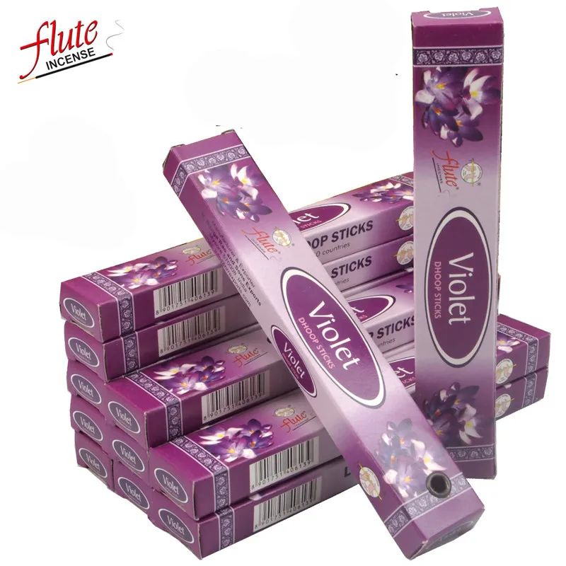 Violet Флейта 120 палочек/упаковка фиолетовый аромат ящик ладан(Dhoop) из индийского природного ручной ароматический саше для антисептика - Аромат: Violet
