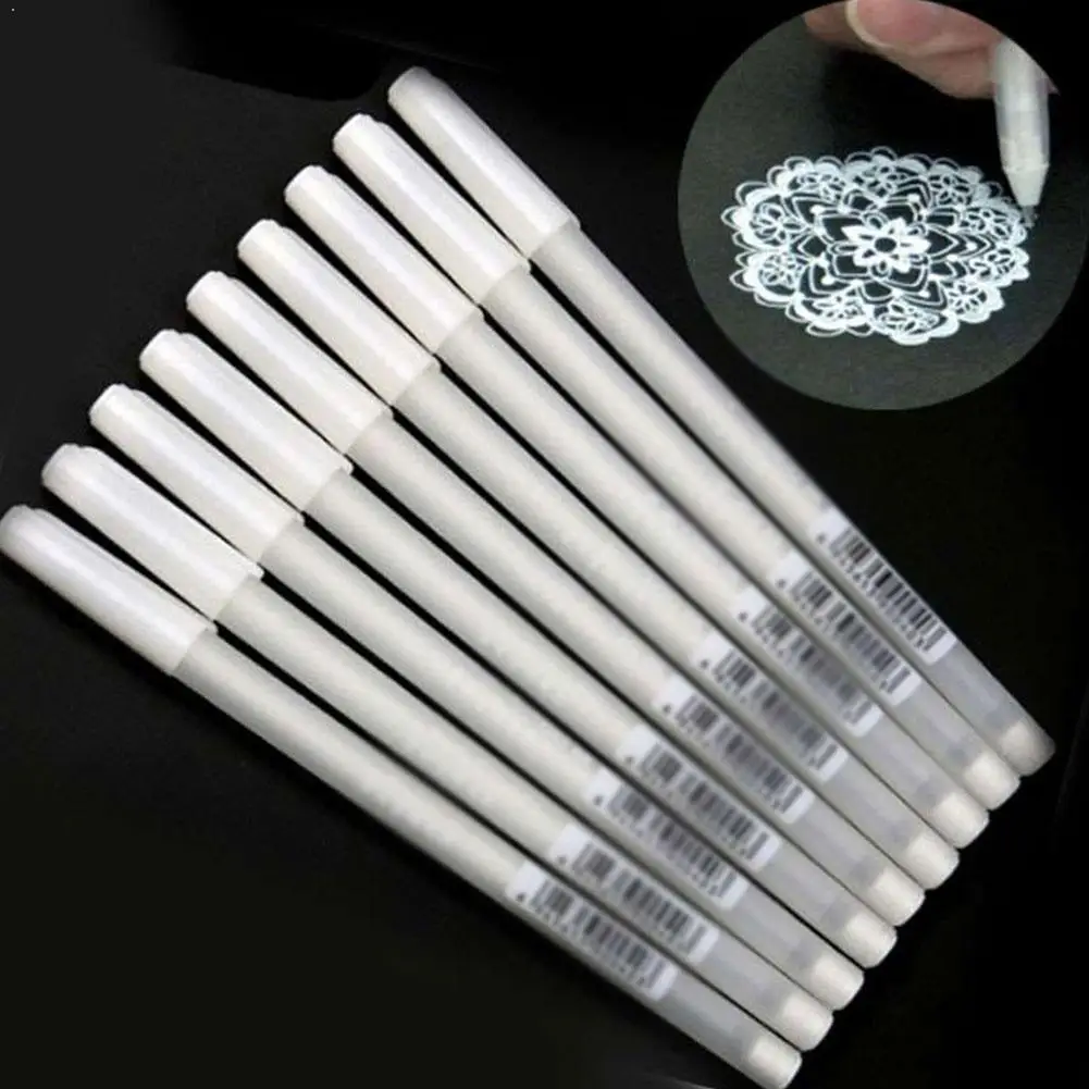 

1Pc White Marker 0.8mm Micro Pigment Graphic Art Pens Hand-Painted Drawing Pen Black Card Anime Highlight Supplies Statione Z7X2