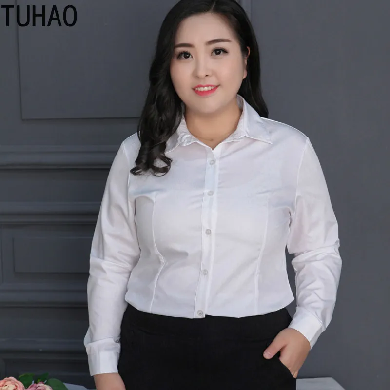TUHAO 9XL 8XL 7XL 6XL размера плюс для женщин топы белого цвета рубашки женские блузки с