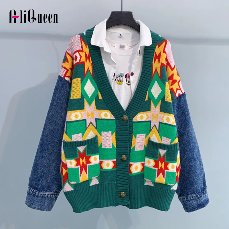 Осень 2019 женский кардиган свитер с v-образным вырезом Свободное пальто зимнее