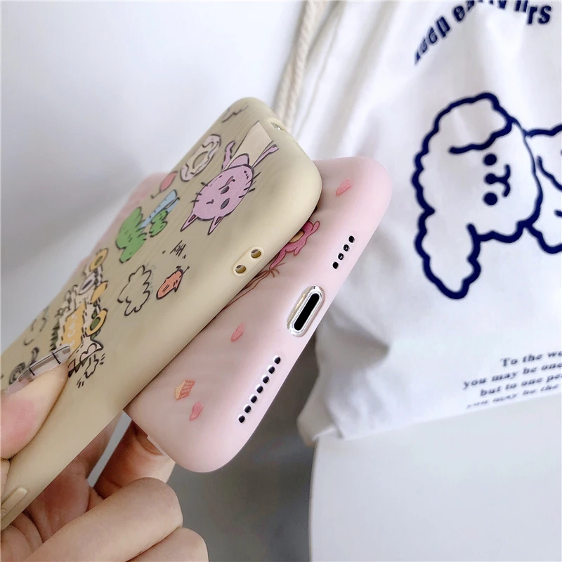 cute cartoon Soft TPU phone cover For iphone 11 pro max 7 8 6 6s plus X Xs XR protective back Matte fitted case pink |