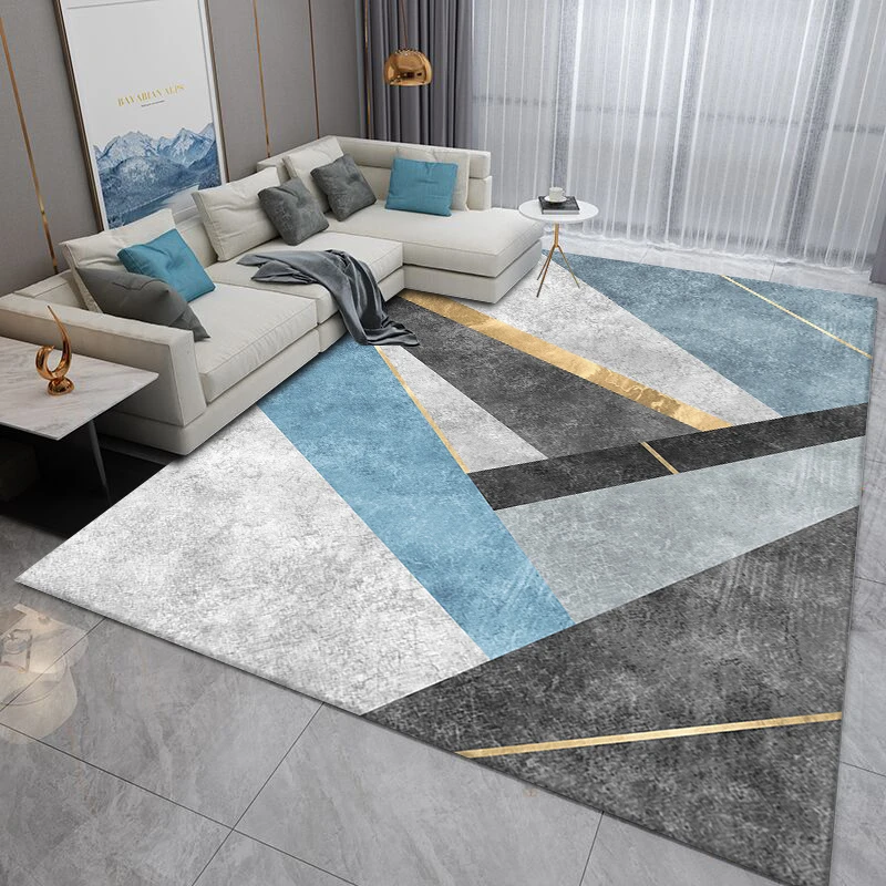 

Nordic Geometric Carpets for Bed Room Modern Art Marble Pattern Decoration Area Rugs Bedroom Bedside Crystal Velvet Large Carpet