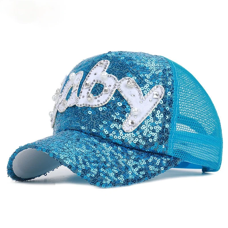 

2021 Parents-child Matching Caps Baby Letters Summer Baseball Cap Boys Girls Hat Snapback Sequined for Chlidren