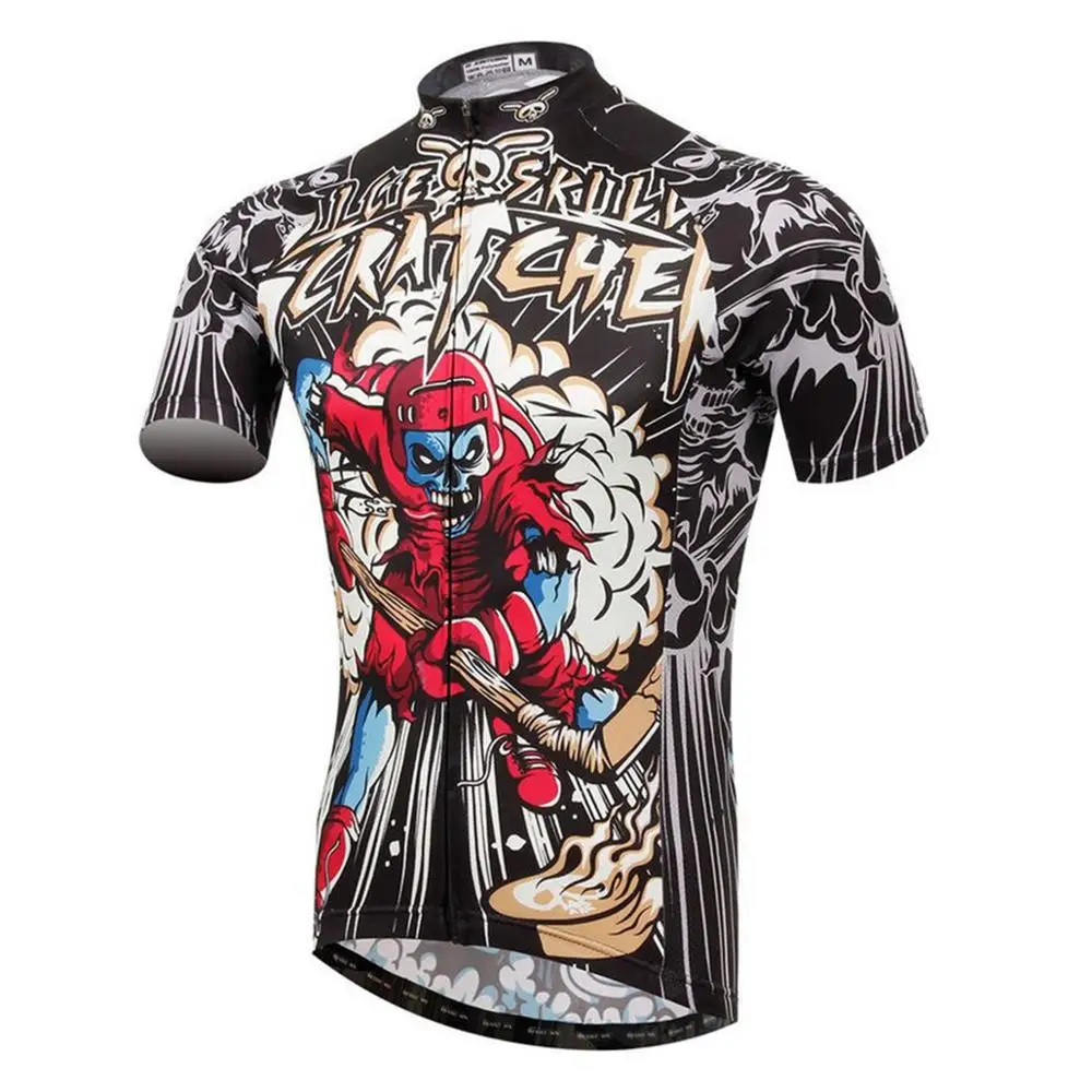 

XINTOWN Cycling Jersey Men Bike Jersey Summer Short Sleeve mtb Road Shirts Top Ropa Ciclismo Maillot Skull Bicycle Clothing