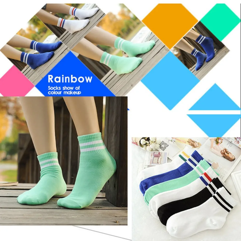 

Ankle Warm Woman Fashion White Color Blue Red Stripe Cheap Wholesale Socks Spring Winter 1 Pair of Unisex Cotton Socks Free Ship